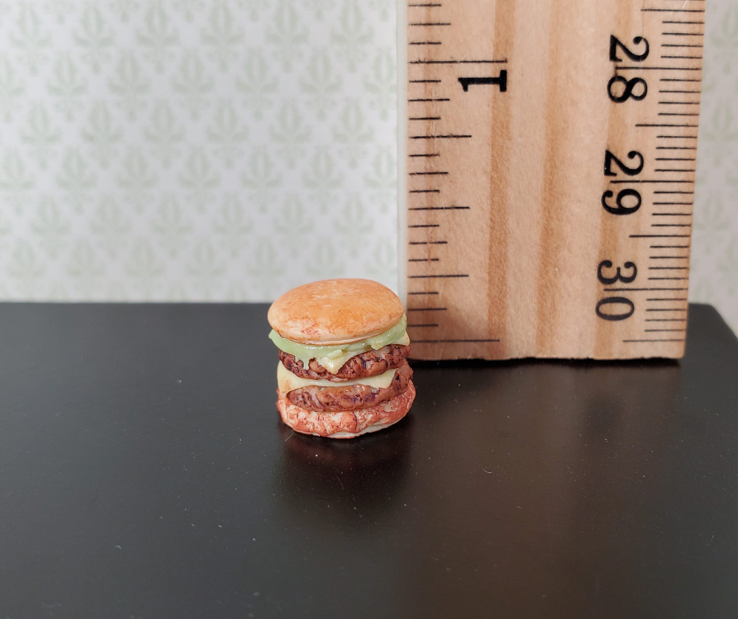 Dollhouse Double Cheeseburger with Lettuce 1:12 Scale Miniature Hamburger