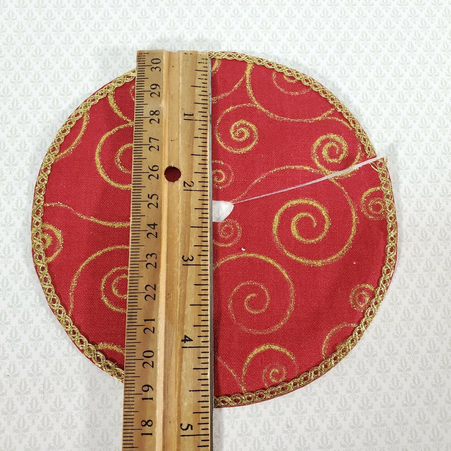 Dollhouse Christmas Tree Skirt Miniature Holiday Decorating 1:12 Scale Fabric