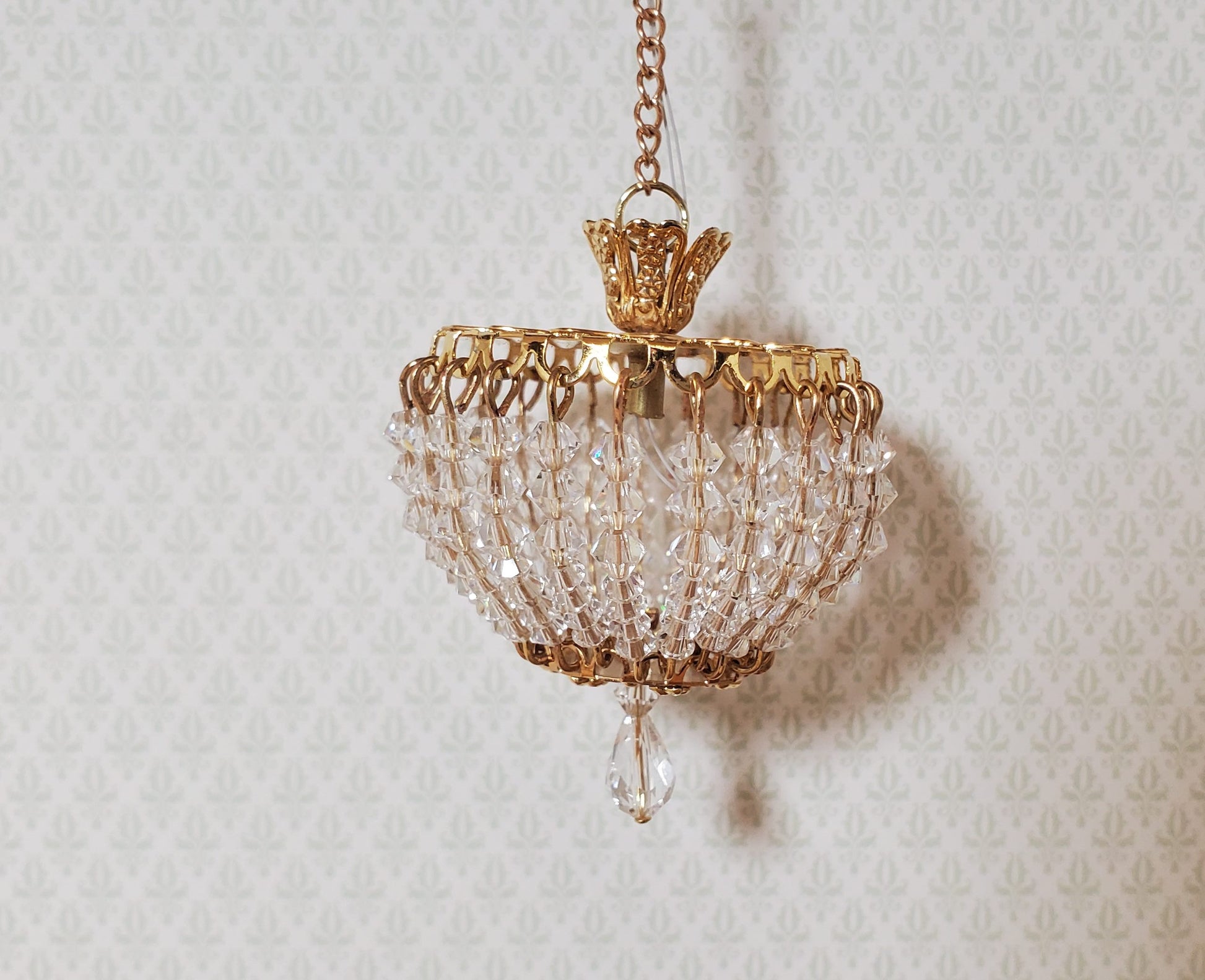 Dollhouse Crystal Ceiling Light Large Real Glass 12 Volt 1:12 Scale Miniature