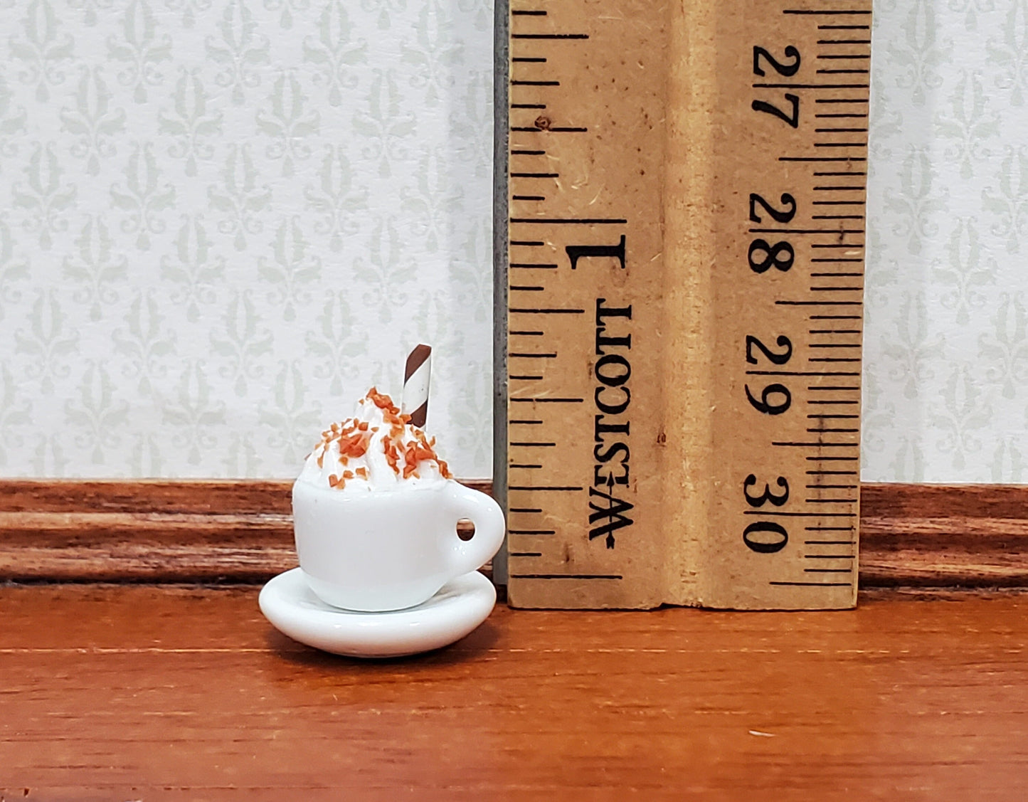 Dollhouse Hot Cocoa or Mocha Latte Coffee Mug Whipped Cream 1:12 Scale Miniature