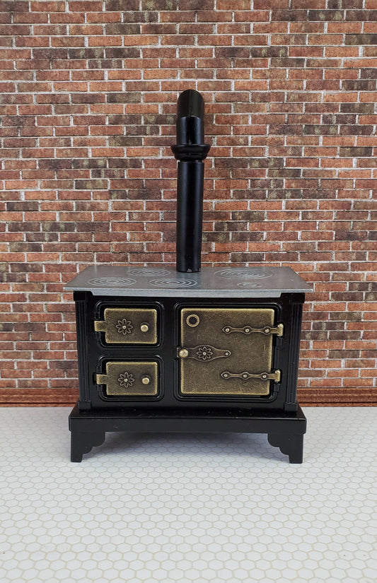 Dollhouse Miniature Kitchen Stove Oven Black Metal 1:12 Scale Vintage Style