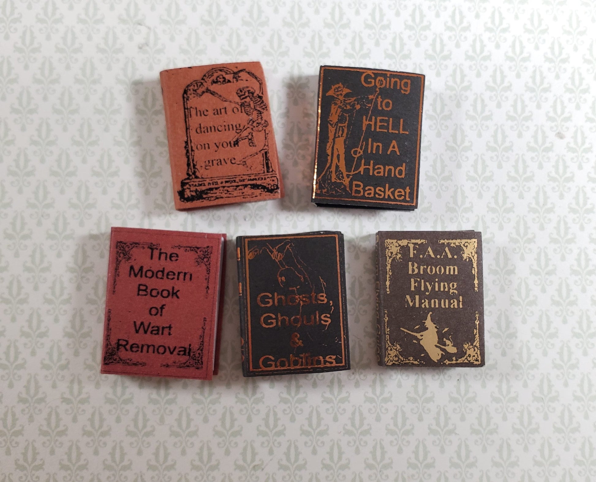 Dollhouse Book Set x5 Witch Humor Volume 2 1:12 Scale Miniatures (blank inside)