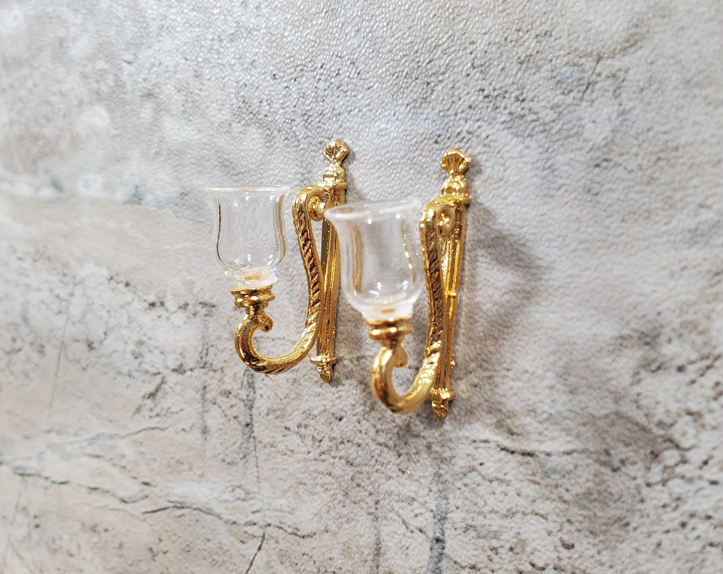 Non-Electric Dollhouse Wall Sconces x2 Fancy Victorian 1:12 Scale Miniature