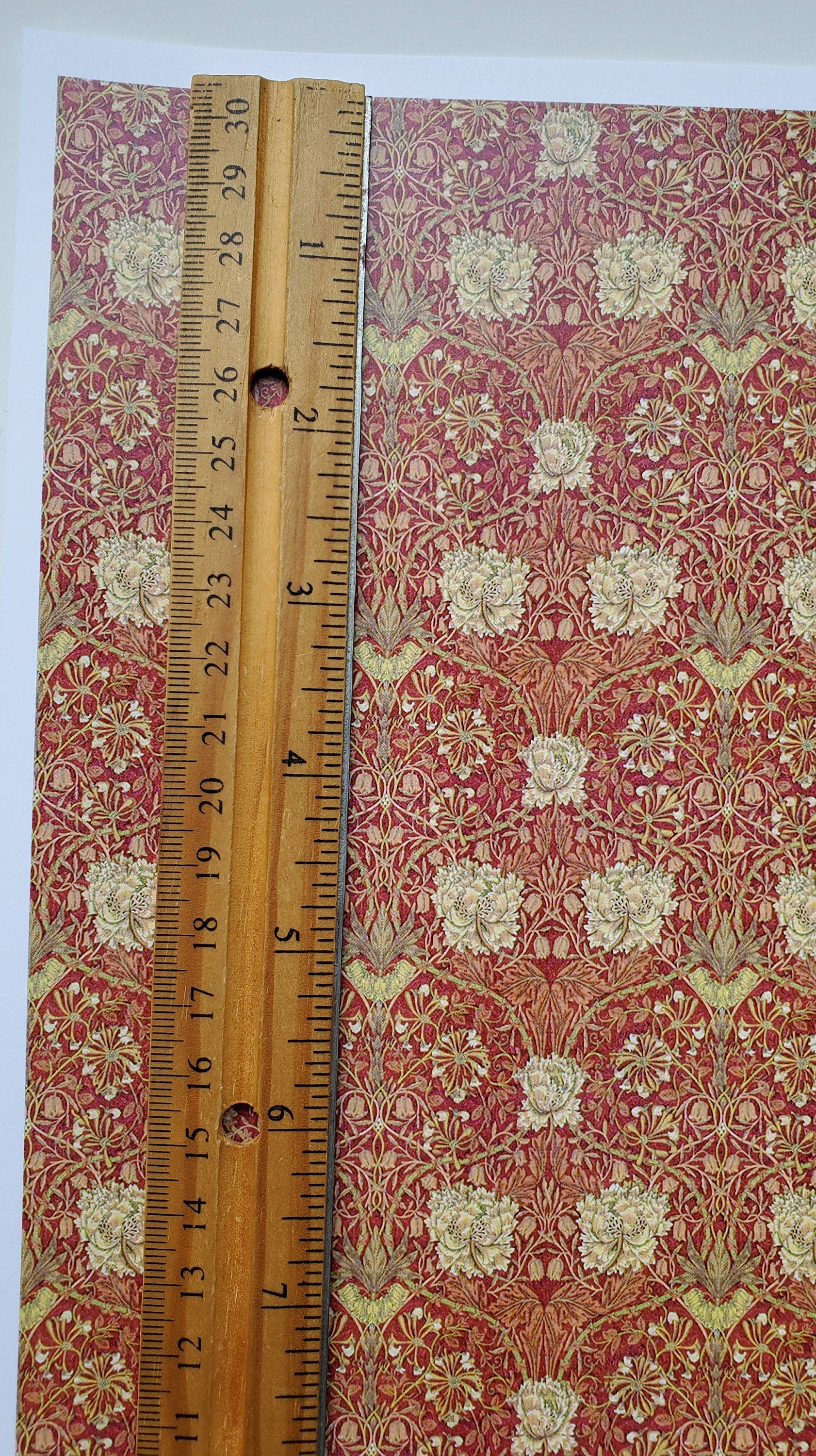 Dollhouse Wallpaper William Morris Art Nouveau Burgundy Red Floral 1:12 Scale Itsy Bitsy