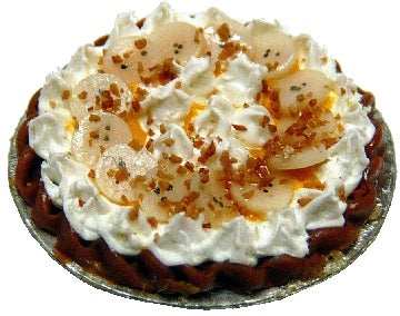 Dollhouse Banana Cream Pie on a Silver Pie Plate 1:12 Scale Miniature Food