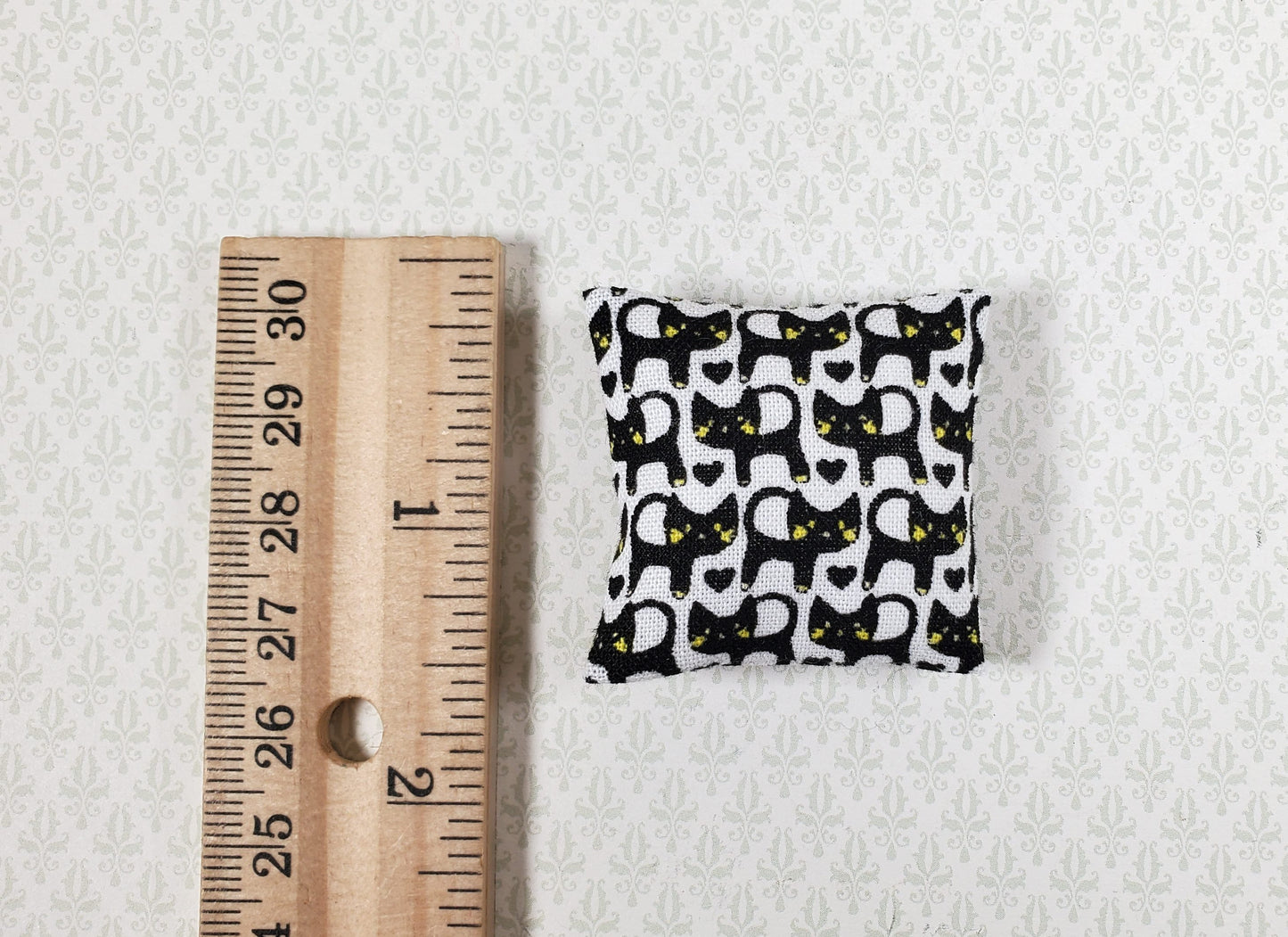 Dollhouse Pillow Black Cats Modern Handmade 1:12 Scale Miniature 1 1/2"