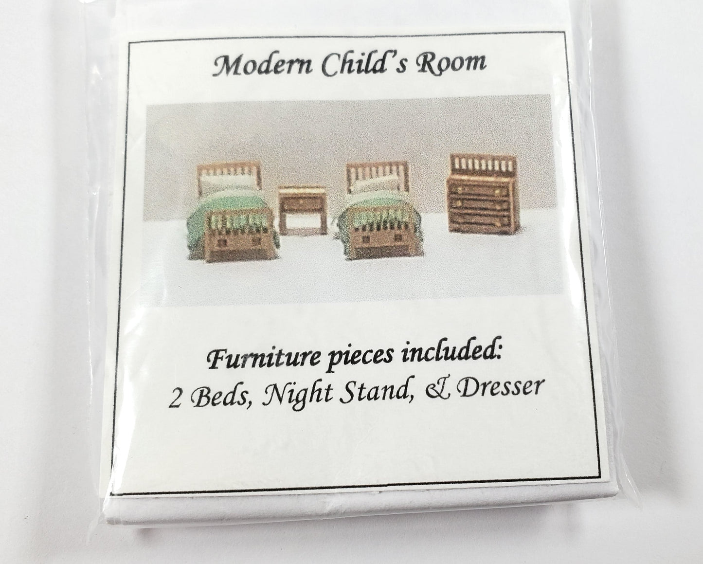 Dollhouse 1:144 Scale Furniture KIT DIY Child's Bedroom Set Beds Dresser +