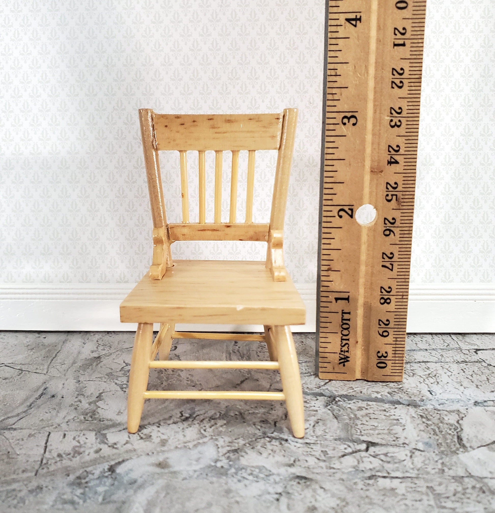 Dollhouse Kitchen Chair Light Oak Wood 1:12 Scale Miniature Furniture M0537B