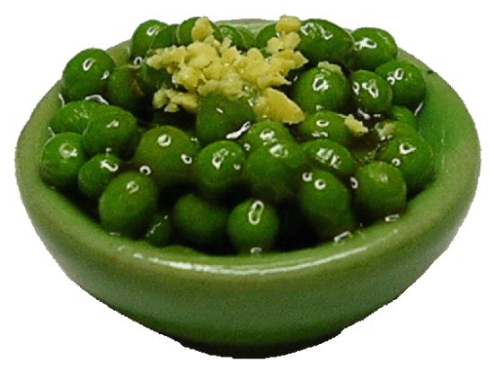 Dollhouse Peas in a Green Bowl 1:12 Scale Miniature Food