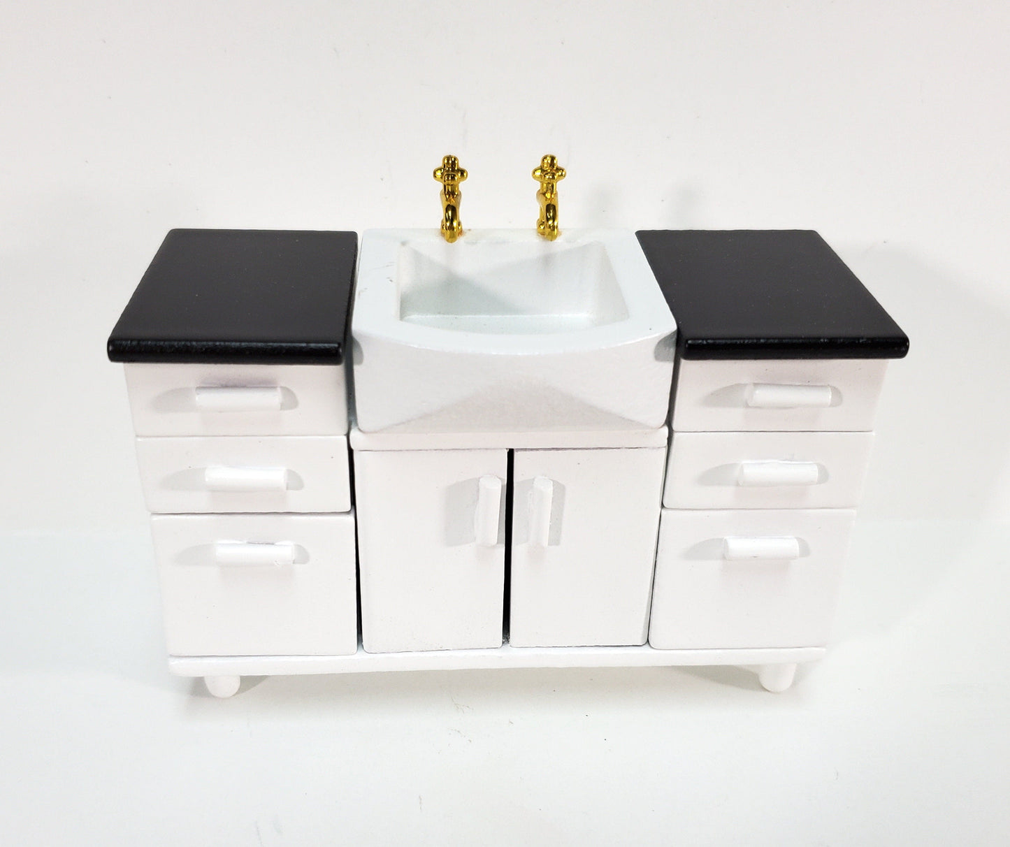 Dollhouse Modern Kitchen or Bathroom Sink Cabinet in White1:12 Scale Miniature Furniture