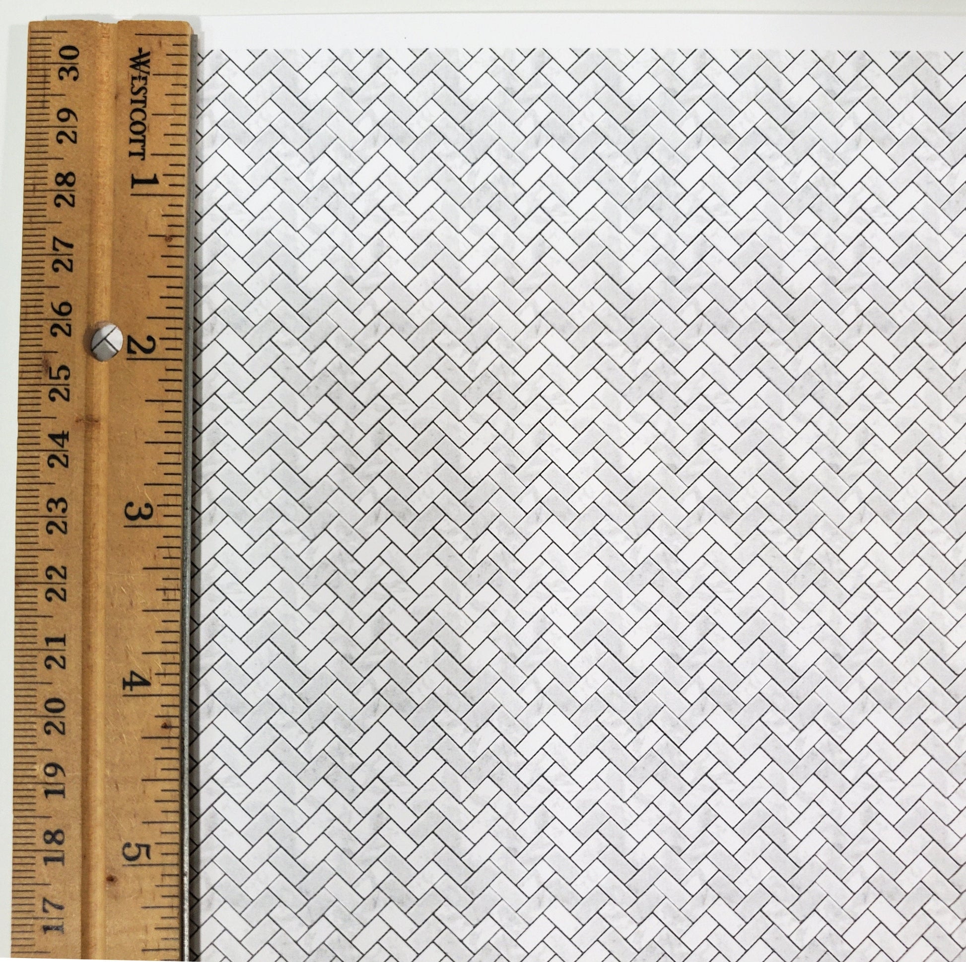 Dollhouse HALF SCALE Herringbone Tile Paper Carrara Marble Floor 1:24 Scale Itsy Bitsy