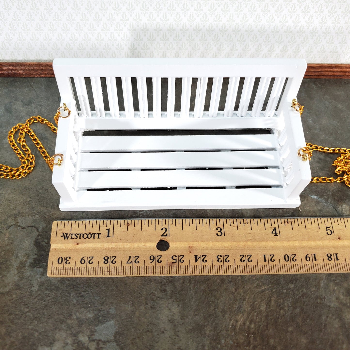 Dollhouse Porch Swing Bench Style White 1:12 Scale Miniature Garden Furniture