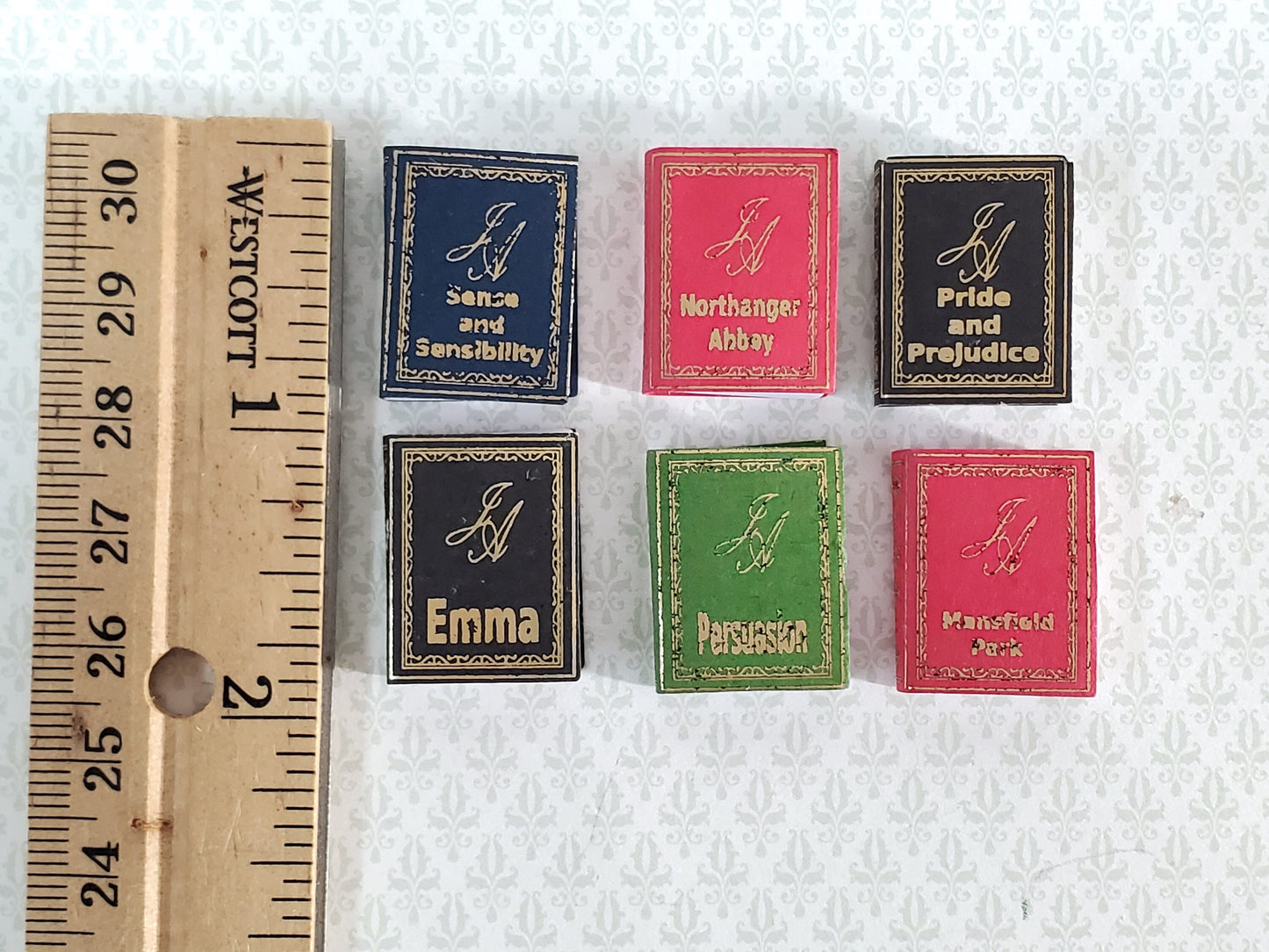 Dollhouse Miniature Books Set of 6 Jane Austin 1:12 Scale (blank inside)