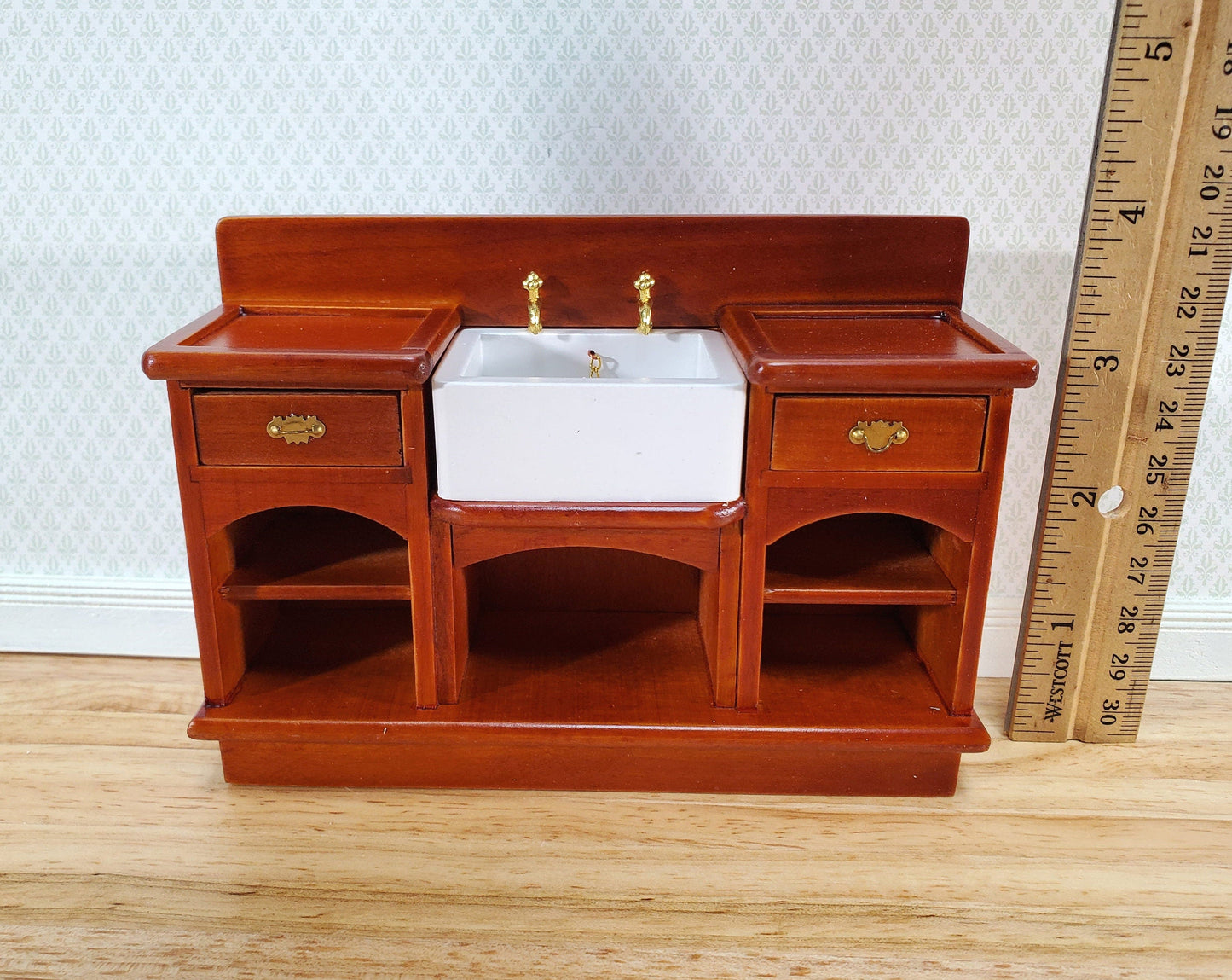 Dollhouse Kitchen Sink Cabinet with Drawers 1:12 Scale Miniature Wood Furniture