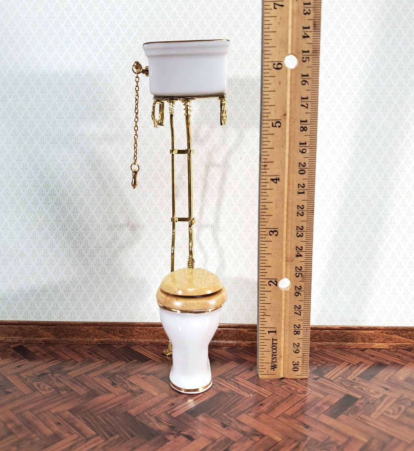 Reutter's Dollhouse Toilet High Tank Vintage Style Porcelain 1:12 Scale Bathroom Miniature