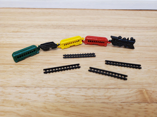 Dollhouse Train Set with Tracks Toy Painted Metal 1:12 Scale Miniature Nursery