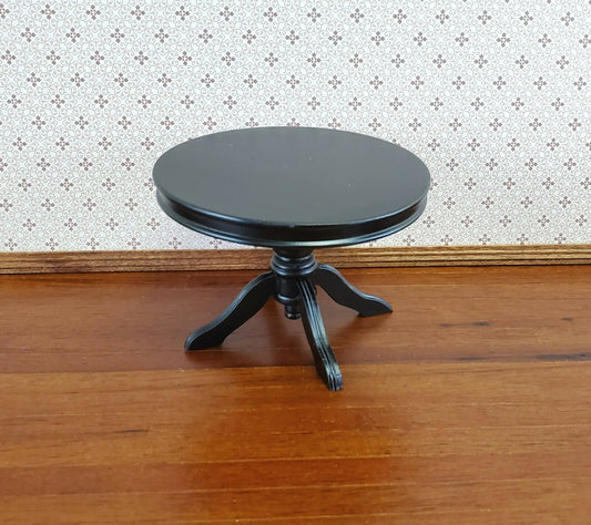 Dollhouse Miniature Table Round Pedestal Black Finish 1:12 Scale Kitchen Dining
