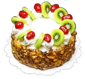 Dollhouse Kiwi Strawberry Topped Cake 1:12 Scale Miniature Dessert Food