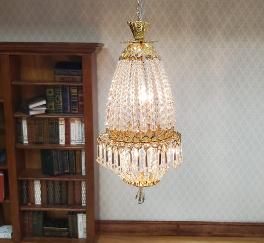 Dollhouse Crystal Chandelier "Daphne Deluxe II" Real Glass 12 Volt 1:12 Scale