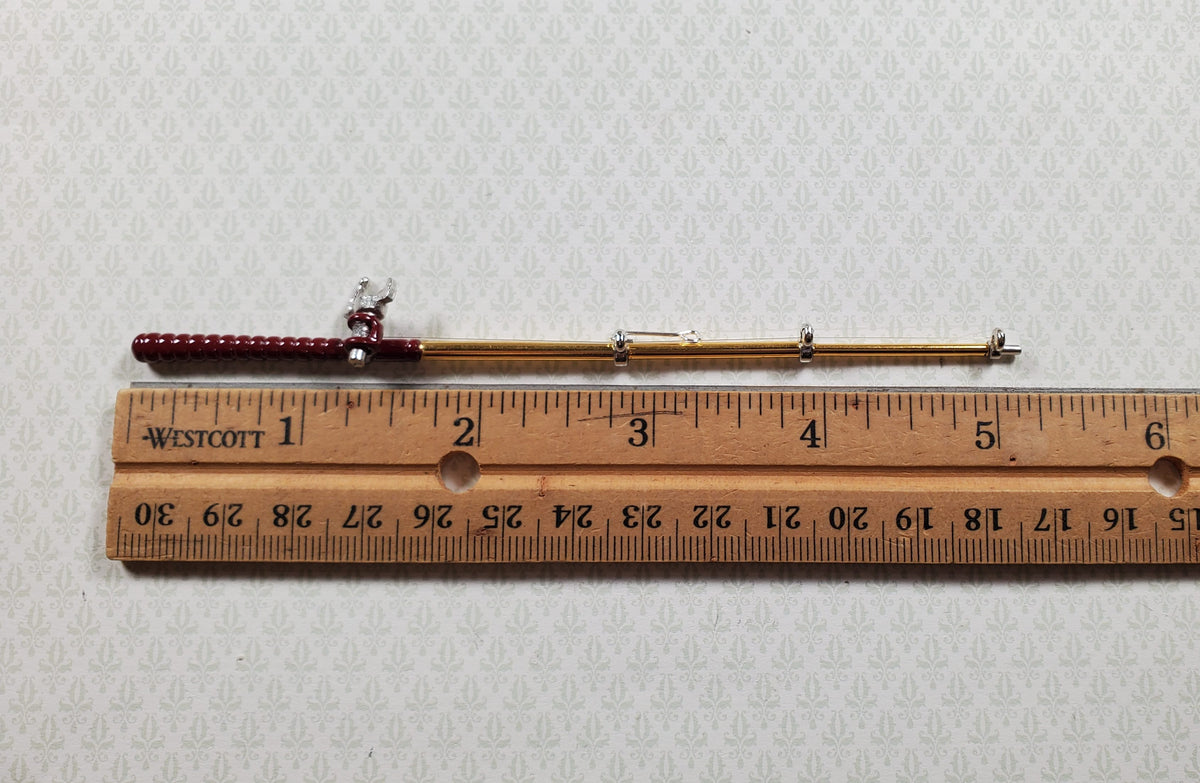 Dollhouse Fishing Rod & Reel Pole 5 1/8" Long 1:12 Scale Miniature Metal
