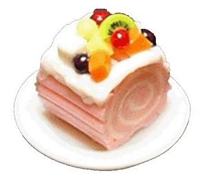 Dollhouse Raspberry Cream Roll Cake 1:12 Scale Miniature Dessert Food