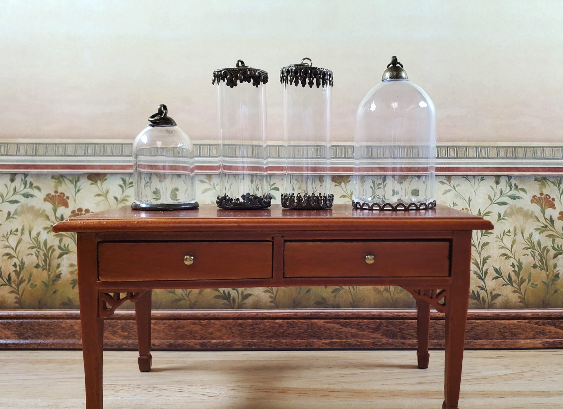 Tiny Bell Jar Dome Glass Cover on Base Display Miniature Curiosities 1 1/2" tall