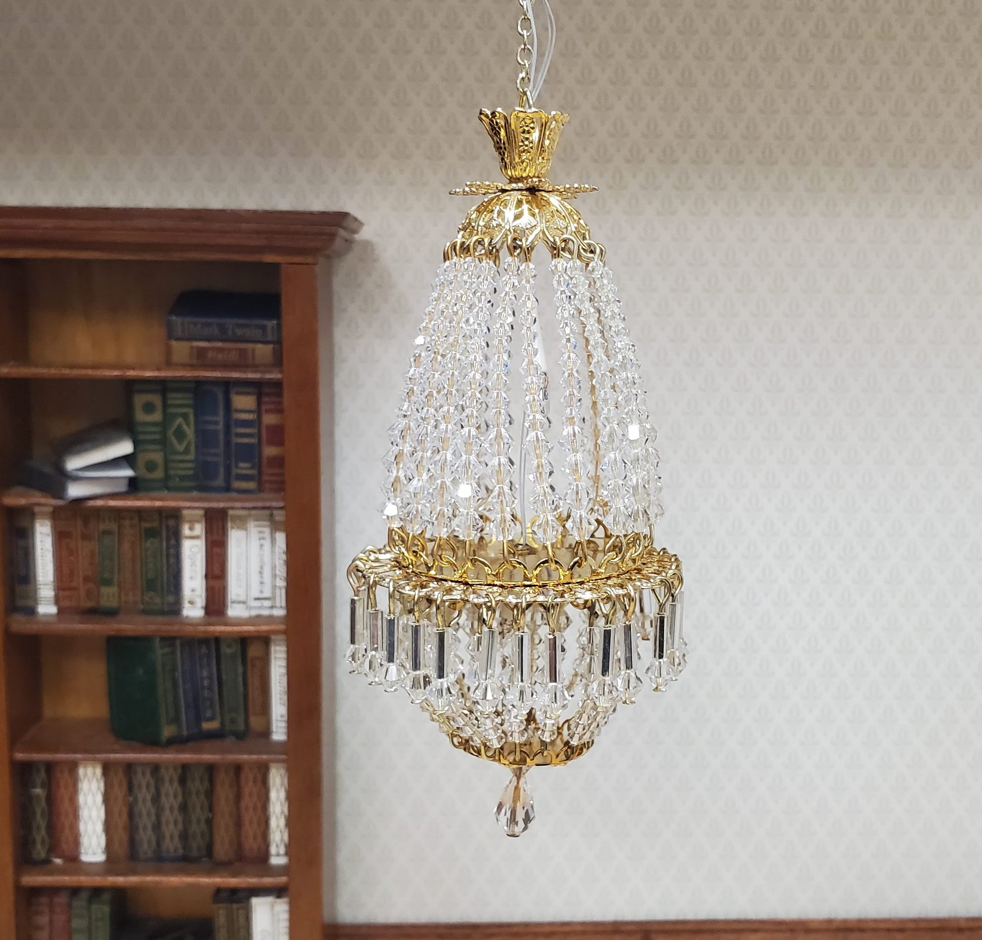 Dollhouse Crystal Chandelier "Daphne Deluxe II" Real Glass 12 Volt 1:12 Scale