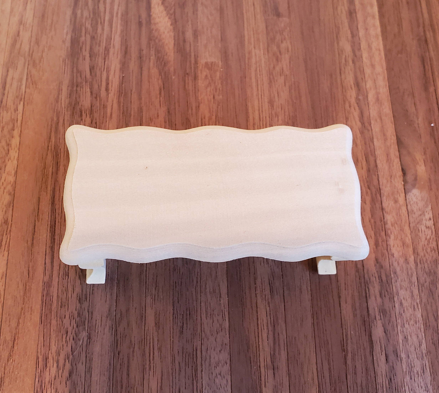 Dollhouse Coffee Table Curvy Top Unpainted Wood 1:12 Scale Miniature Furniture