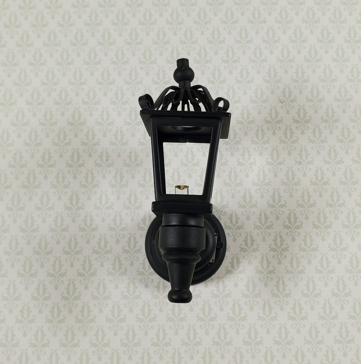 Dollhouse Battery Light Coach Lamp Black Metal Large 2" 1:12 Scale Miniature