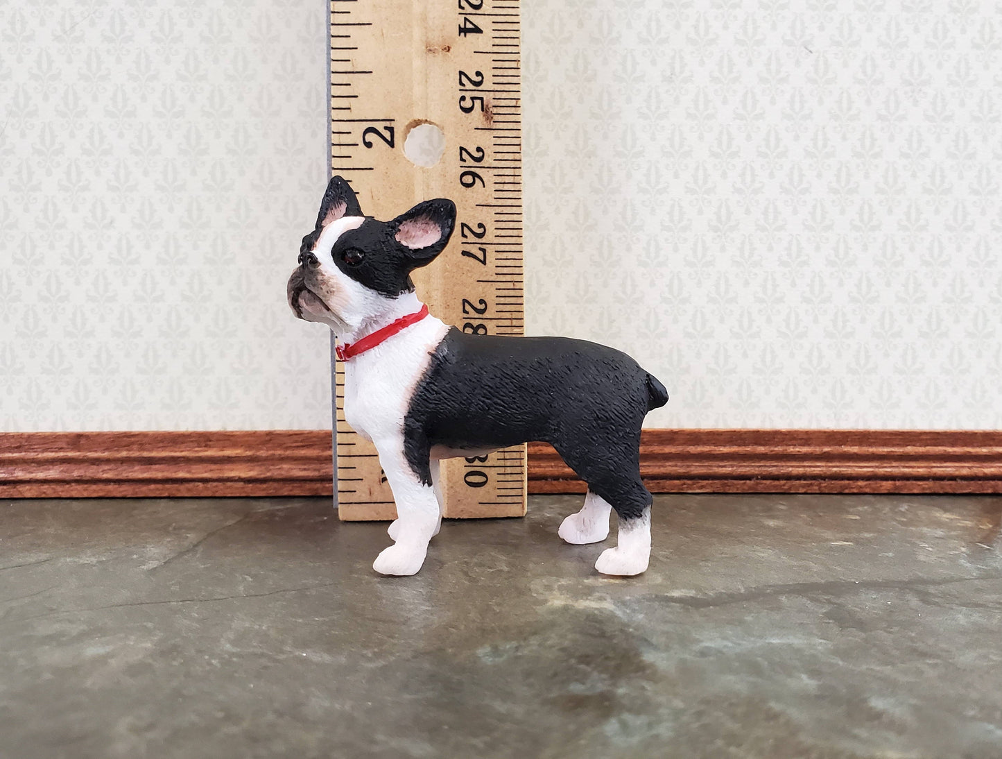 Miniature Dog Boston Terrier Black & White 1:12 Scale Pet