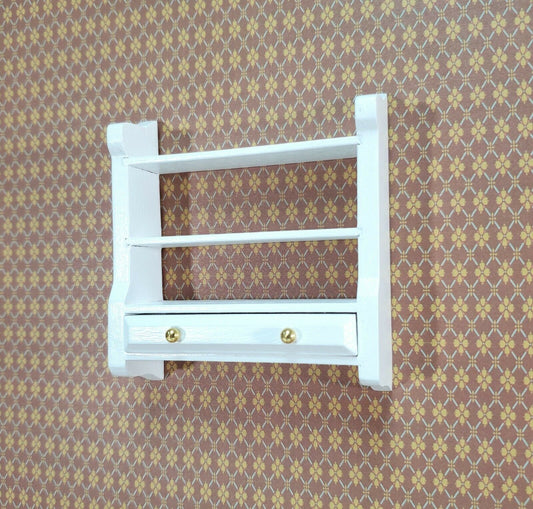 Dollhouse Miniature Hanging Shelf with Drawer 1:12 Scale Furniture White