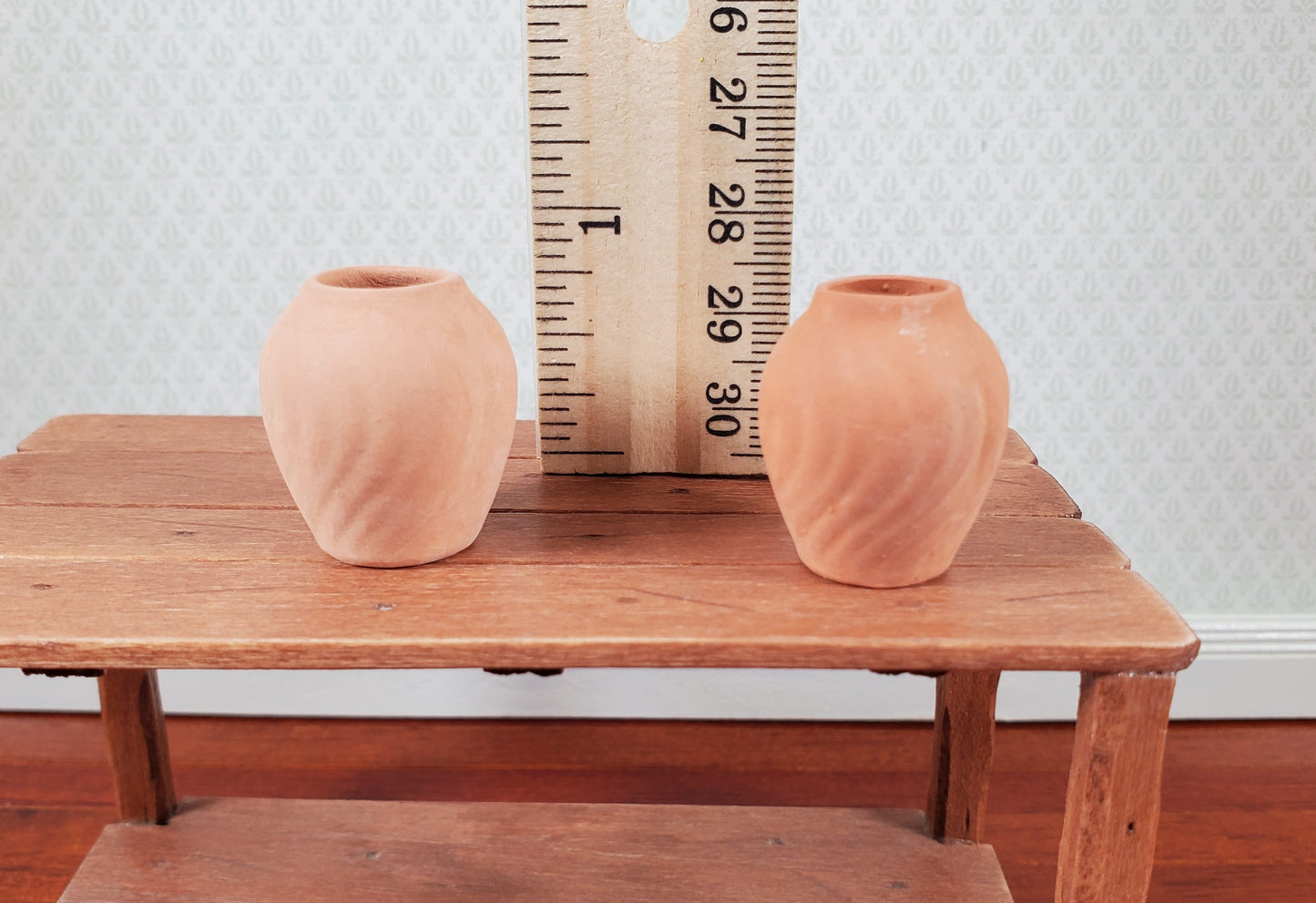 Dollhouse Terra Cotta Vase Set of 2 Unglazed 1:12 Scale Miniatures
