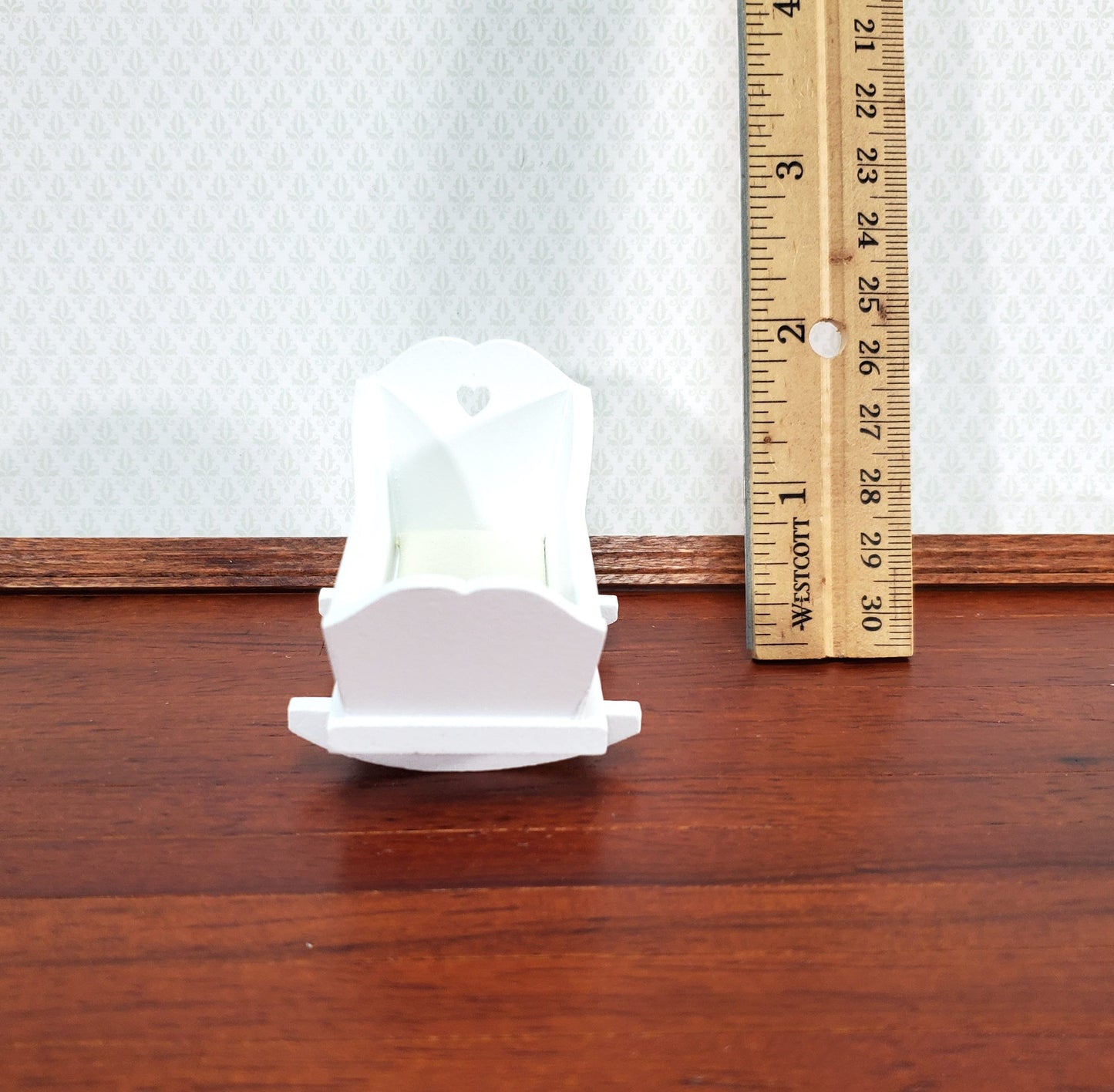 Dollhouse Cradle Small Crib for Nursery White Finish 1:12 Scale Miniature Furniture