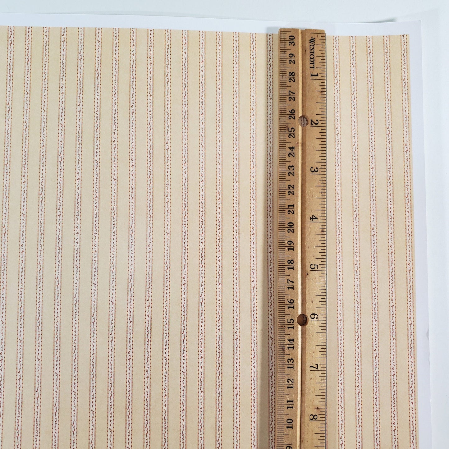 Dollhouse Wallpaper Stripes Red & Beige "Vine Stripe Red" 1:12 Scale Itsy Bitsy