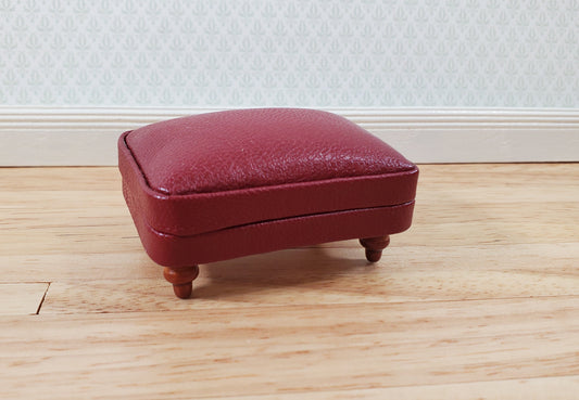 Dollhouse Miniature Footstool Ottoman Burgundy 1:12 Scale Miniature Furniture