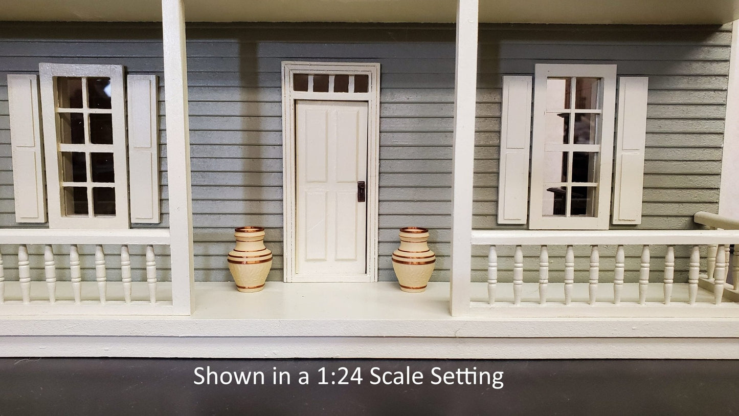 Dollhouse 1:12 Relief Vase or 1/24 Urn Beige and Copper 1" Tall Original Design - Miniature Crush