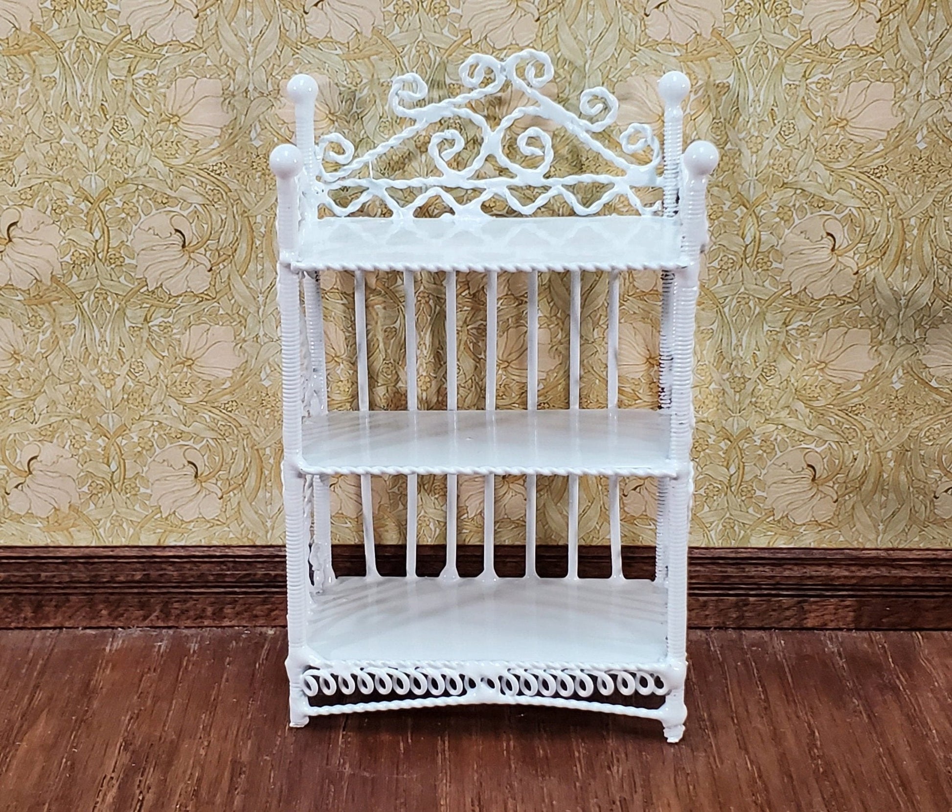 Dollhouse 3 Shelf Bookcase or Plant Shelf White Metal 1:12 Scale Miniature or Fairy Garden - Miniature Crush