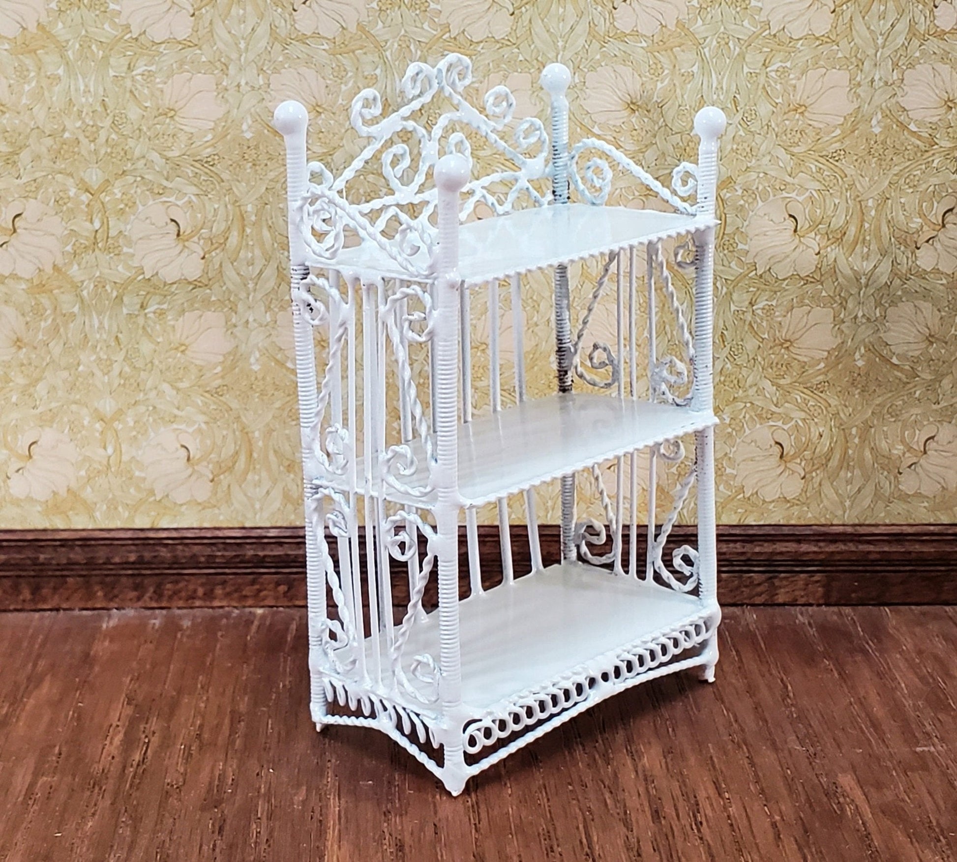 Dollhouse 3 Shelf Bookcase or Plant Shelf White Metal 1:12 Scale Miniature or Fairy Garden - Miniature Crush