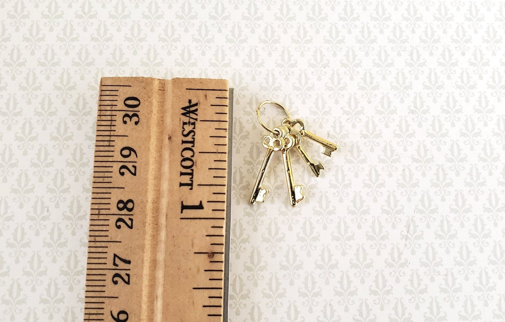 Dollhouse 4 Key Ring Set Vintage Style Large will work with 1:12 or 1/6 Miniatures - Miniature Crush