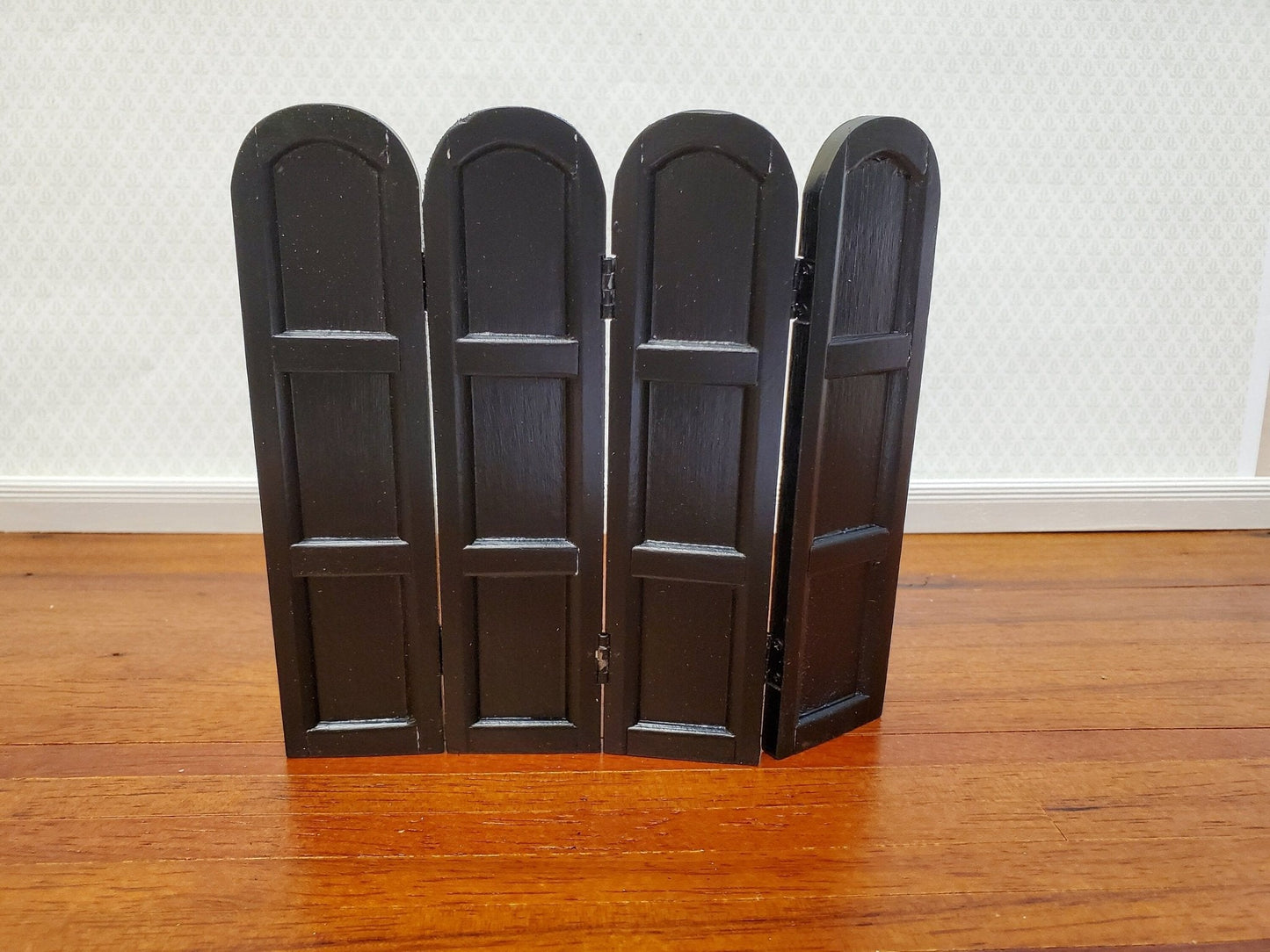 Dollhouse 4 Panel Screen Black Room Divider SHORT Use in 1:12 or 1/24 Scale Settings - Miniature Crush