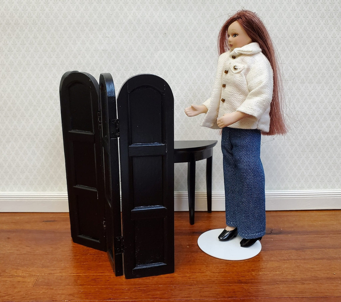 Dollhouse 4 Panel Screen Black Room Divider SHORT Use in 1:12 or 1/24 Scale Settings - Miniature Crush