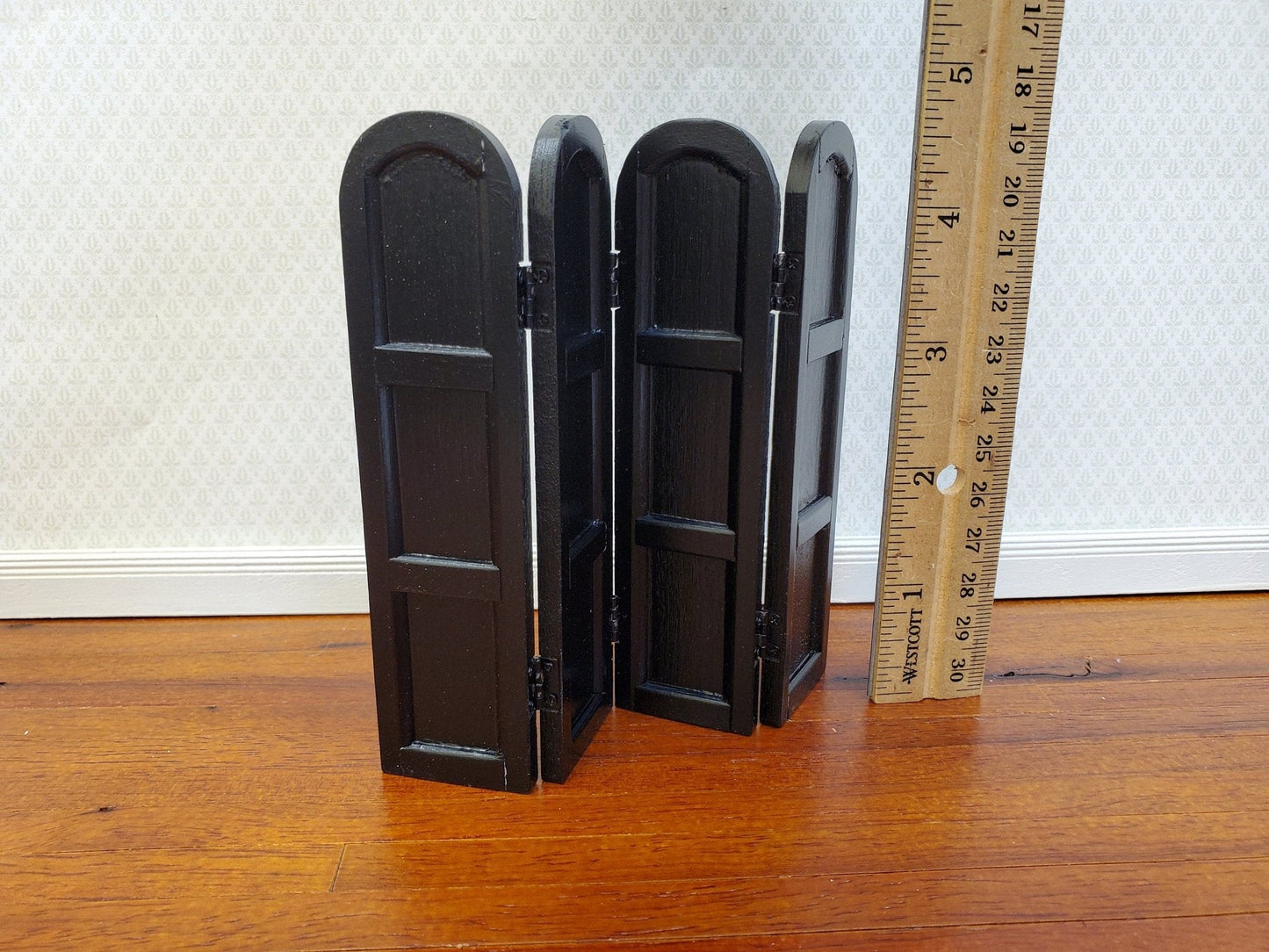 Dollhouse 4 Panel Screen Black Room Divider SHORT Use in 1:12 or 1/24 Scale Settings - Miniature Crush