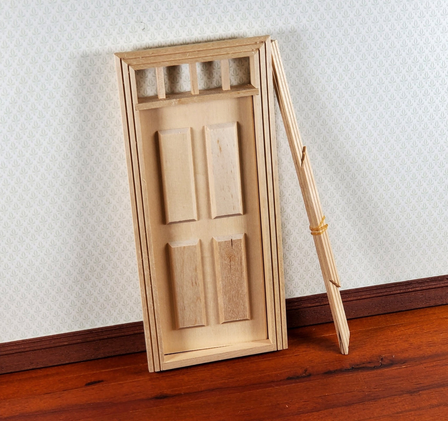 Dollhouse 4 Panel Transom Door 1:12 Scale Miniature Wood Interior or Exterior - Miniature Crush