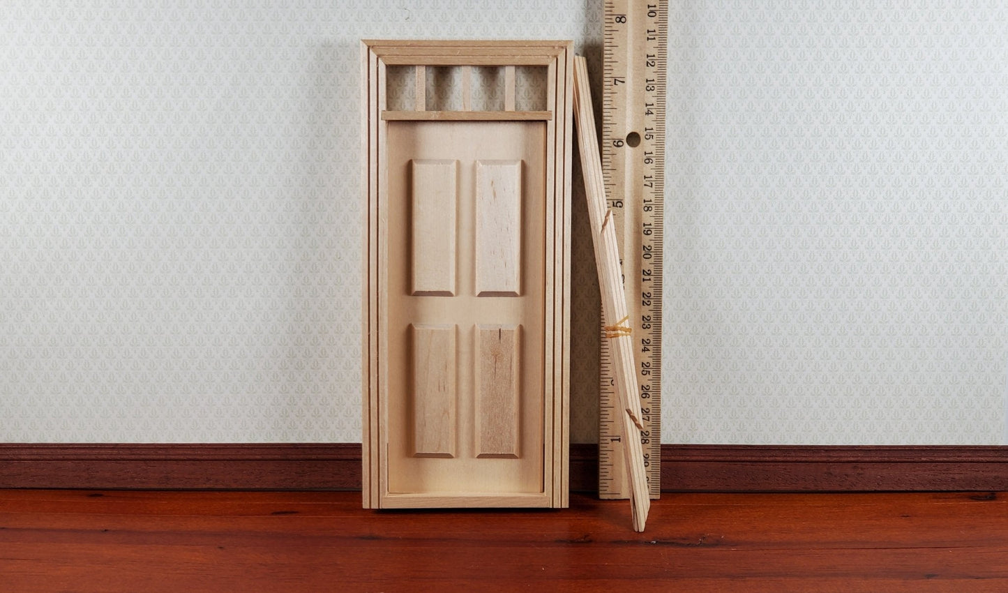 Dollhouse 4 Panel Transom Door 1:12 Scale Miniature Wood Interior or Exterior - Miniature Crush
