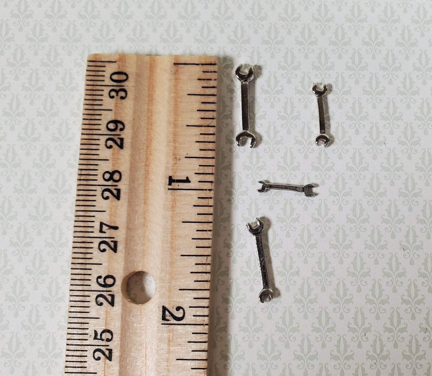 Dollhouse 4 Wrenches Open Ended Spanners 1:12 Scale Miniature Tool Painted Metal - Miniature Crush