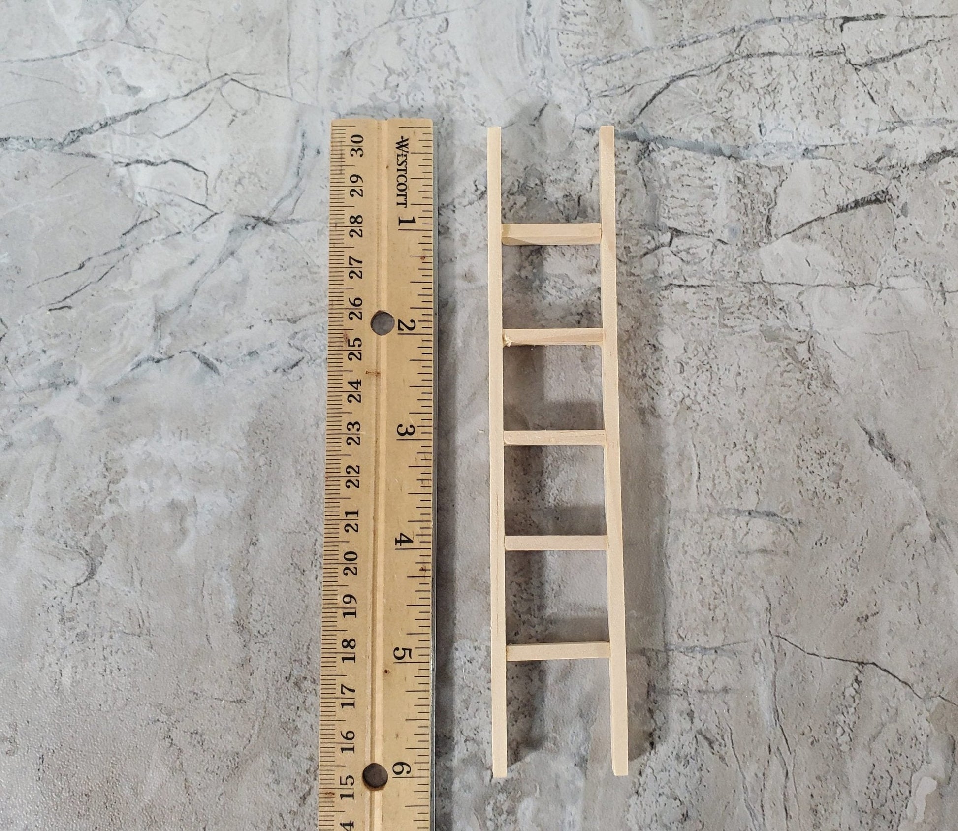 Dollhouse 6" Straight Ladder Tall Wood 1:12 Scale Miniature Unpainted - Miniature Crush