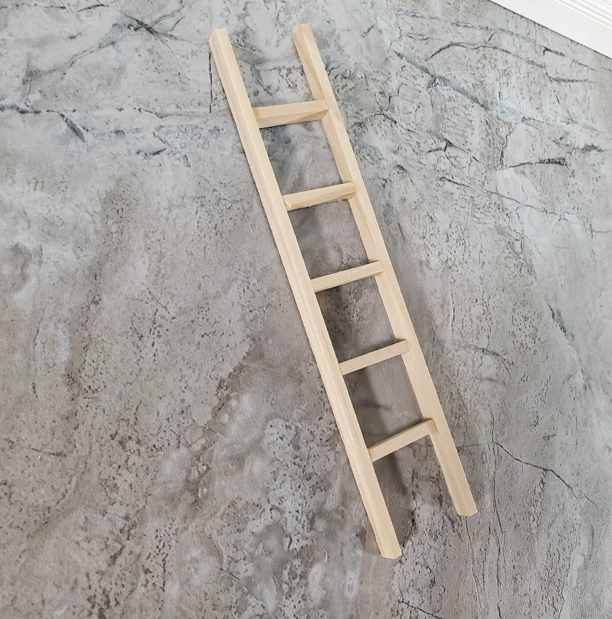 Dollhouse 6" Straight Ladder Tall Wood 1:12 Scale Miniature Unpainted - Miniature Crush