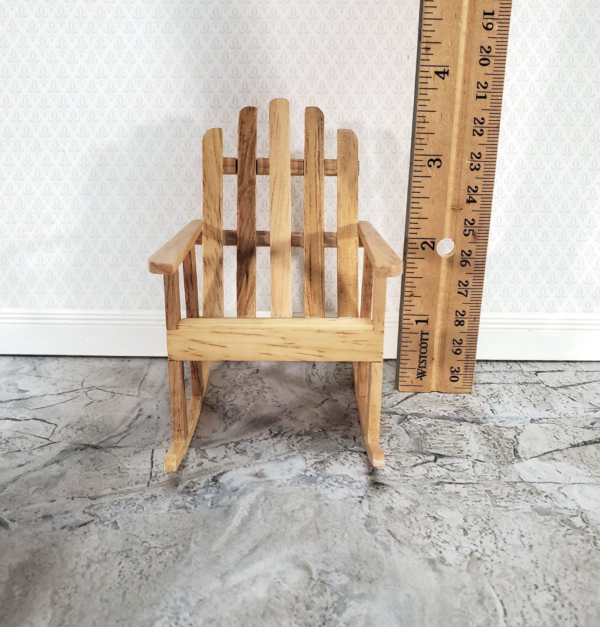 Dollhouse Adirondack Rocking Chair Rocker Light Oak 1:12 Scale Miniature - Miniature Crush