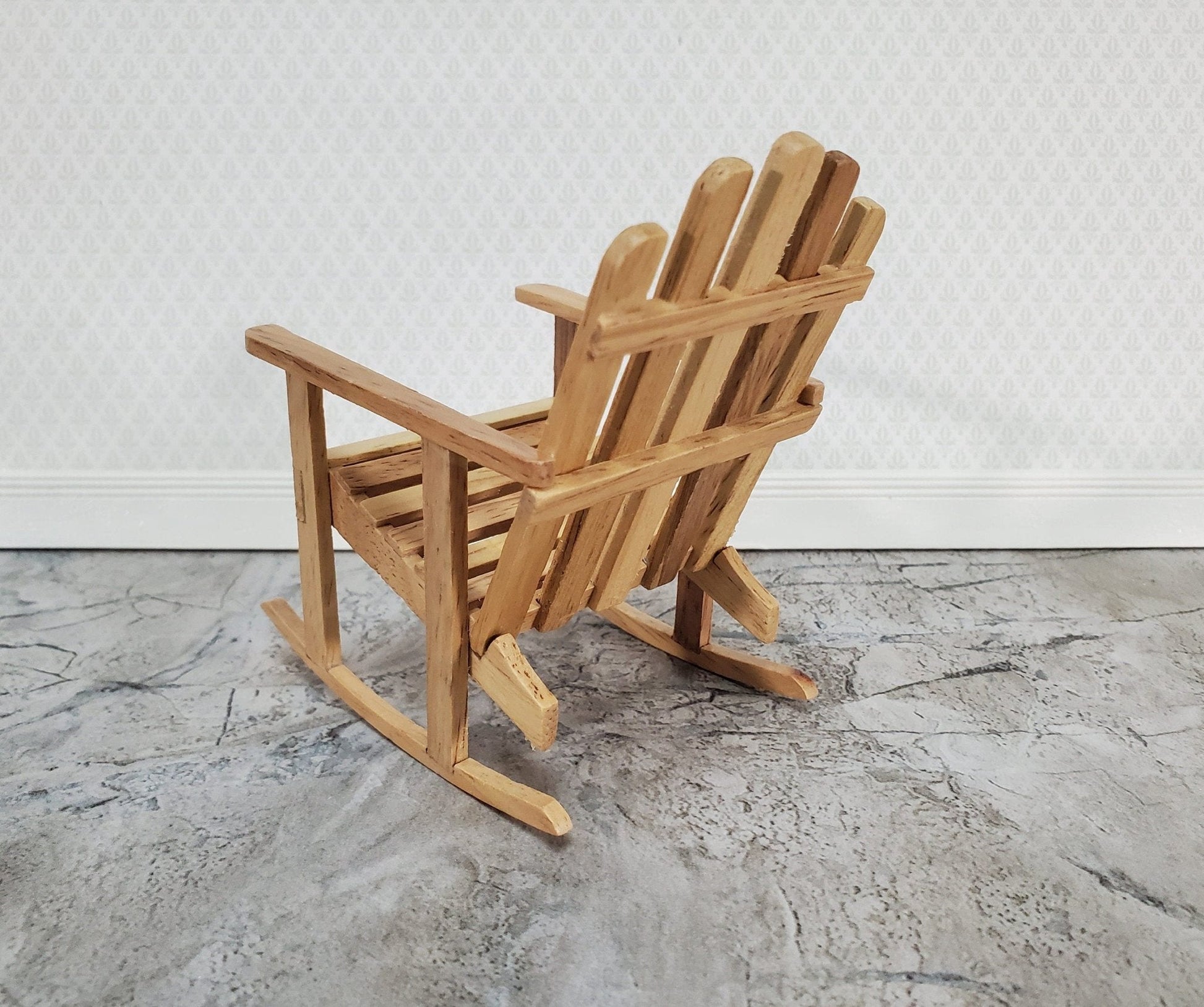 Dollhouse Adirondack Rocking Chair Rocker Light Oak 1:12 Scale Miniature - Miniature Crush