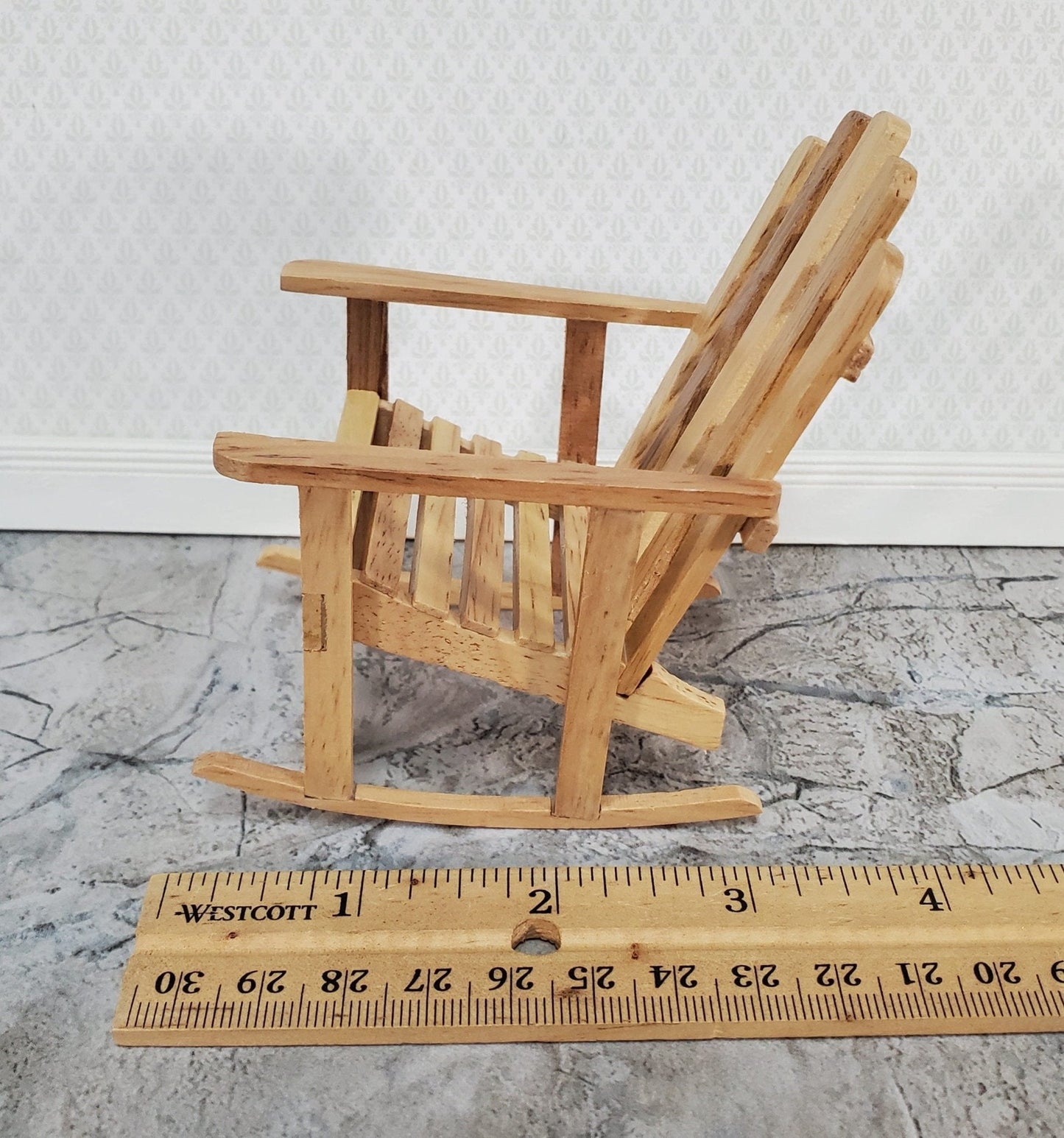 Dollhouse Adirondack Rocking Chair Rocker Light Oak 1:12 Scale Miniature - Miniature Crush